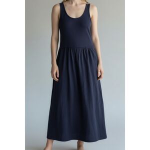 LOFT Women's Navy Textured Sleeveless Maxi Dress XS